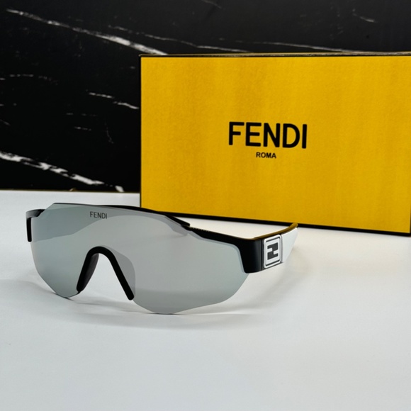 NEW FE40088U-Y 01C FENDI WRAP BLACK SILVER UNISEX FENDI SUNGLASSES - Picture 1 of 12